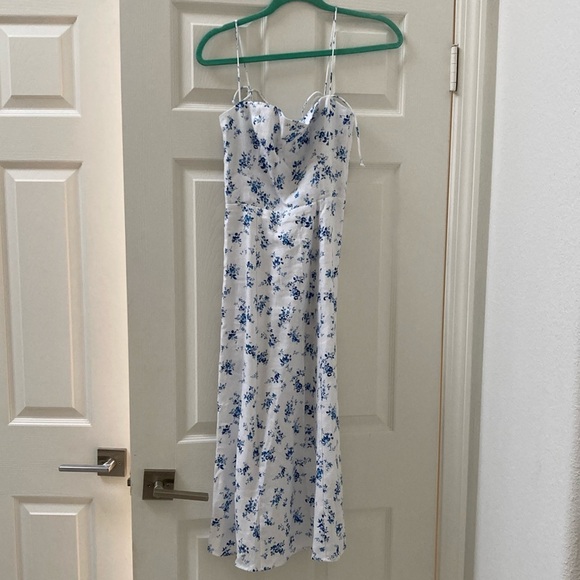 Reformation Blue Floral Linen Dress 0 - Picture 1 of 4
